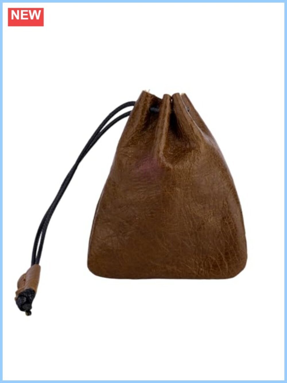 Cowhide Leather Drawstring Pouch Coin Purse Vintage Organizer